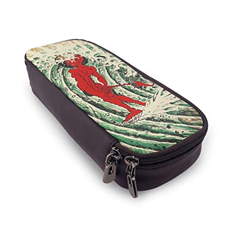 ZYWL Oficina y papelería Bolígrafos, lápices y útiles de escritura Estuches Aztec Pattern Leather Pencil Case with Zipper,8 X 3.5 X 1.5 Inch Microfiber Pu Leather Stationery Art Supplies College Offic