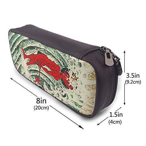 ZYWL Oficina y papelería Bolígrafos, lápices y útiles de escritura Estuches Aztec Pattern Leather Pencil Case with Zipper,8 X 3.5 X 1.5 Inch Microfiber Pu Leather Stationery Art Supplies College Offic