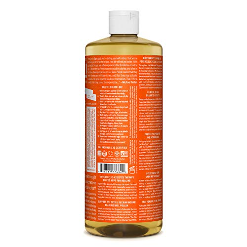 - Jabón mágico puro de Castilla del Dr. Bronner, 18 usos en 1, árbol del té de cáñamo, botella de 946 ml.