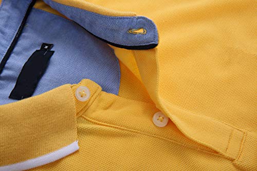 0108Voray Ga Polo básico Hombre algodón Granito Tips Cuello y Mangas (Amarillo, l)