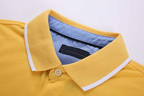 0108Voray Ga Polo básico Hombre algodón Granito Tips Cuello y Mangas (Amarillo, l)