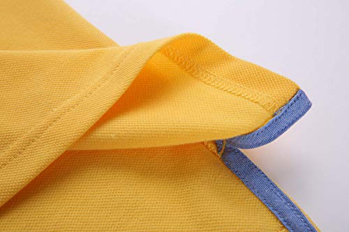 0108Voray Ga Polo básico Hombre algodón Granito Tips Cuello y Mangas (Amarillo, l)