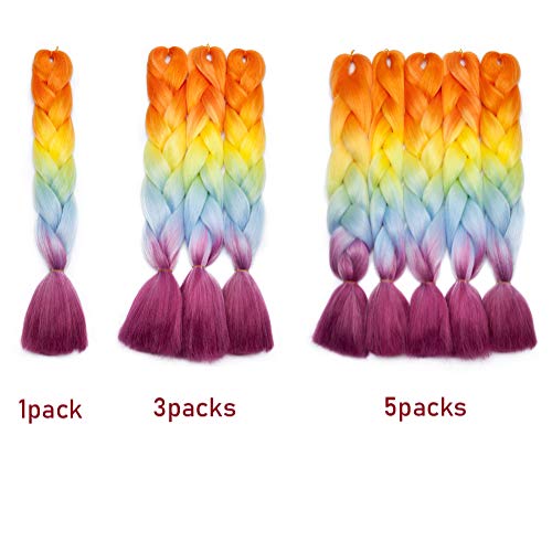 1-6 paquetes de extensiones de cabello trenzado jumbo 24"Ombre Afro Box trenzas de cualquier color estilo de cabello de ganchillo largo giro