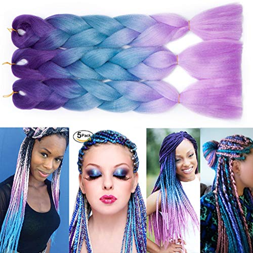 1-6 paquetes de extensiones de cabello trenzado jumbo 24"Ombre Afro Box trenzas de cualquier color estilo de cabello de ganchillo largo giro