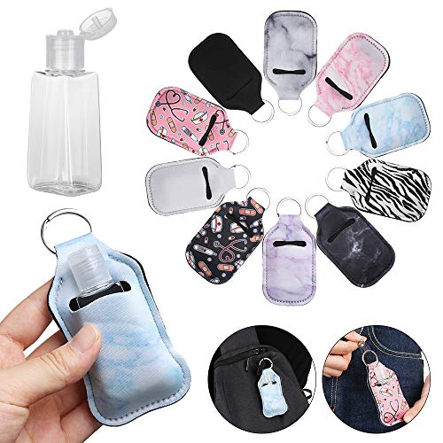 1 botella de 30 ml rellenable con llavero, botella pequeña vacía, tamaño de viaje, a prueba de fugas, contenedores reutilizables para líquidos (10)