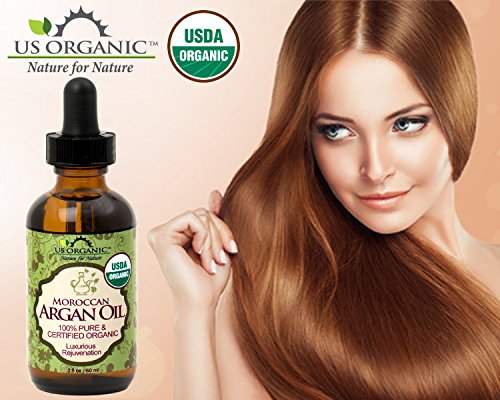 #1 Organic Moroccan Argan Oil ★ USDA Certified Organic,100% Pure & Natural ★ Cold Pressed Virgin, Unrefined ★ Amber Glass Bottle w/ Glass Eye Dropper for Easy Application ★ US Organic ★ (4 oz (120ml)) by US Organic