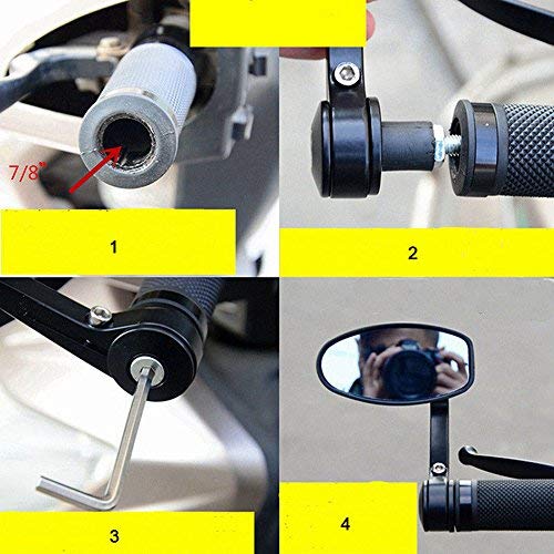 1 par Espejos retrovisores de la motocicleta de Espejo lateral universal de la barra del manillar de 7/8 22MM negro para la vespa