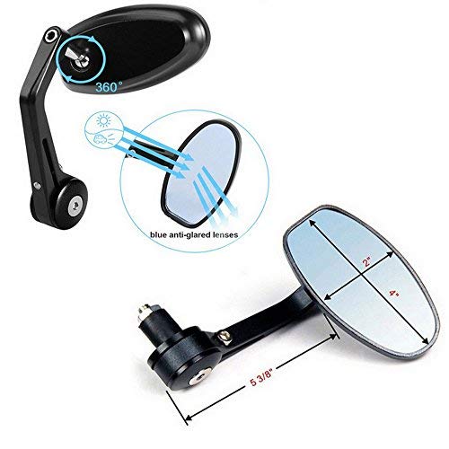 1 par Espejos retrovisores de la motocicleta de Espejo lateral universal de la barra del manillar de 7/8 22MM negro para la vespa