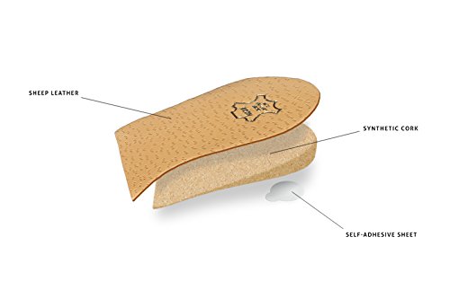1 x Elevador de talón, Almohadilla para el Talón, Cuña ortopédica, Varias anchuras y alturas, Funda deCcuero, Kaps Topmed Plus, 1 pieza (altura 5 mm / 0.2 inch - talla L)