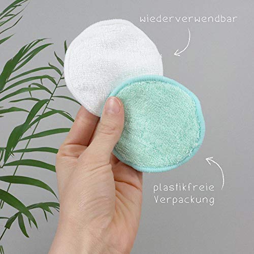 10 almohadillas de maquillaje reutilizables de bambú y algodón | Removedor de maquillaje lavable, menos residuos | Extremadamente suave, perfecto para la limpieza facial y para bebés.