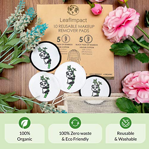 10 Discos Desmaquillantes Reutilizables | Almohadillas Ecológicas No Desechables | Almohadillas De Bambú Orgánico Natural De Doble Capa Con Bolsa De Lavandería | Ultra Suave Para Todo Tipo De Piel