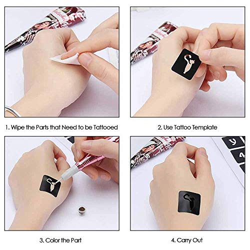 10 Hojas de Plantilla de Tatuaje Temporal,Plantilla de Tatuaje de Brillo Pequeño para Pintura de Arte Corporal, Apto para Hombres Y Mujeres