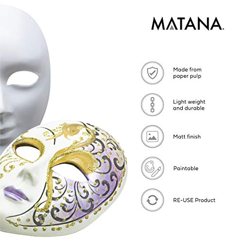 10 Máscaras Blancas Completa, Unisex - Máscara para Pintar De Disfraces, Decorar y Diseñar - PVC Halloween, Cosplay, Bricolaje DIY, Manualidades, Carnaval y Mascarada.
