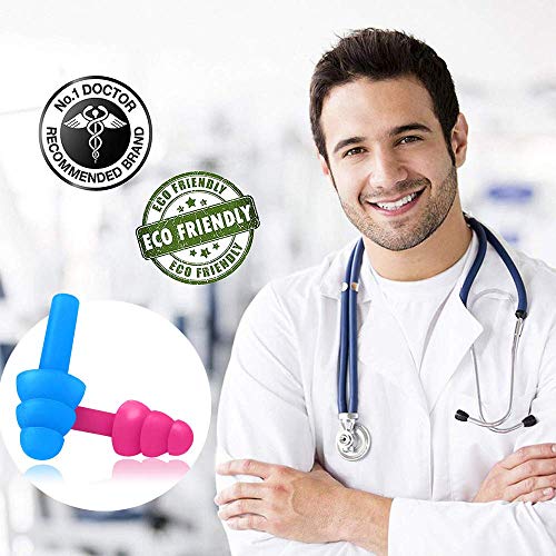 10 Pares de Tapones para los Oídos Tapones para los Oídos de Silicona Cancelación de Ruido Tapones para los Oídos Reutilizables a Prueba de Agua Con Estuche para Nadar y Dormir, 10 Colores Surtidos