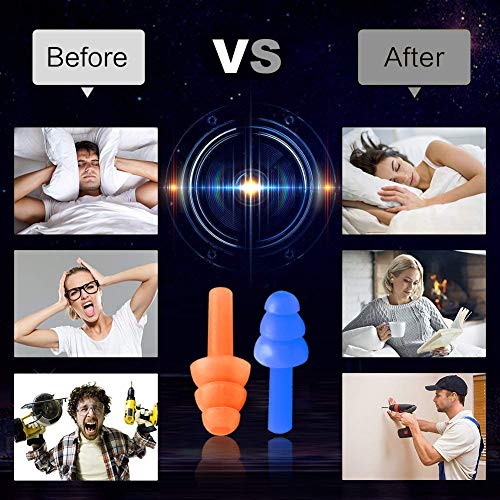 10 Pares de Tapones para los Oídos Tapones para los Oídos de Silicona Cancelación de Ruido Tapones para los Oídos Reutilizables a Prueba de Agua Con Estuche para Nadar y Dormir, 10 Colores Surtidos