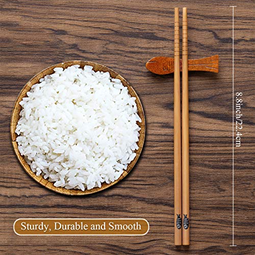 10 Pares Palillos de Bambu Japoneses Chopsticks Reutilizables Lavable con Caja de Regalo Negra para Sushi Cocina Asiática, Pescado