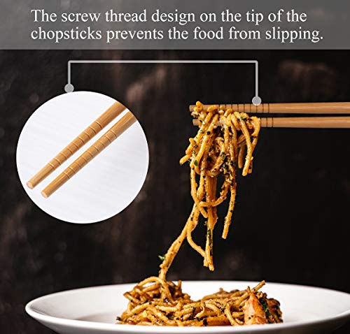 10 Pares Palillos de Bambu Japoneses Chopsticks Reutilizables Lavable con Caja de Regalo Negra para Sushi Cocina Asiática, Pescado