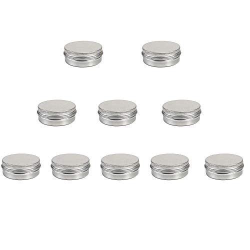 10 Pcs Tarros Cosmeticos Vacios,Contenedor de CosméTicos Redondo,Tarros de Aluminio,Tarros de Aluminio VacíO,FáCil de Usar, para Mini Velas, CosméTicos, LáPices Labiales, Lociones, Cremas (Plata)