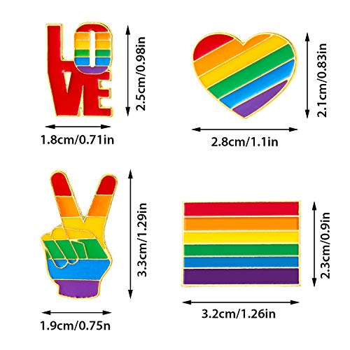 10 Piezas Broches de Arcoíris Pines de Solapa de Bandera Corazón de Orgullo para Decoración de Bolsa de Ropa