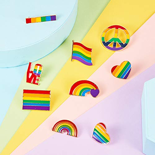 10 Piezas Broches de Arcoíris Pines de Solapa de Bandera Corazón de Orgullo para Decoración de Bolsa de Ropa
