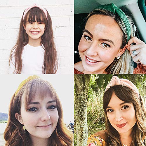 10 piezas Diademas de nudo de punto de terciopelo, Banda elástica de pelo ancho Turbante Cinta antideslizante Diademas anudadas para mujer Chica