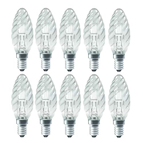 10 x luminizer Bombilla Halógena Diverse casquillos y varios Potencia, vidrio, Klar Gedreht, E14 28W Kerze gedreht, E14 230.00volts