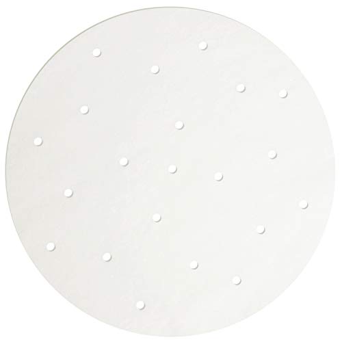 100 Count perforado pergamino papel Liners – Olla vaporera de bambú papel de pergamino para ollas de (25,4 cm, bambú y aire freidoras, color blanco
