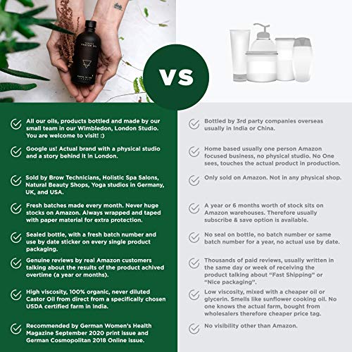 100% puro orgánico aceite de ricino. hexano libre, prensado en frío, no OMG para el cabello, pestañas y cejas crecimiento. Reparación pelo, hidrata la piel y labios. 3,4 oz – por tierra a usted