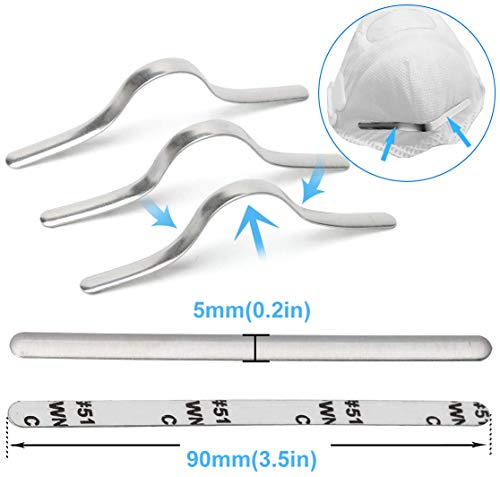 100 tiras de aluminio para la nariz, puente para mascarillas, 90 mm, adhesivas, metálicas y planas, para costura