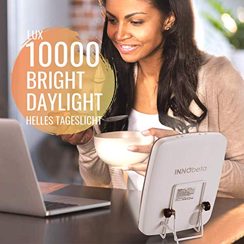 10000 Lux LED Luz Despertador Lámpara, Wake up Light con Simulación del Amanecer, 20 Niveles de Brillo libres de UV, Adaptador y Soporte Plegable Incluido - INNObeta Lichtopia