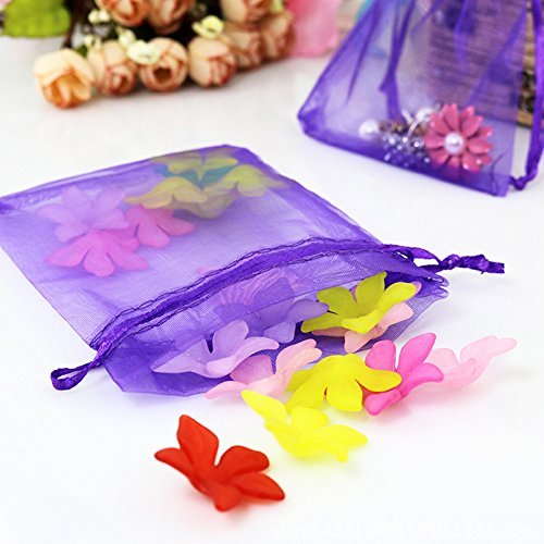 100pcs Bolsas de Organza de Regalo 13x18cm Bolsitas de Organza Grande para Fiesta de Boda, Joyas (morado)