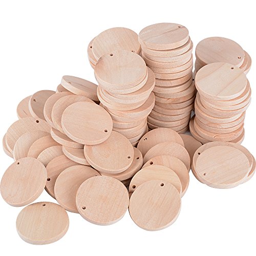 100pcs Discos Madera Círculos Rebanadas Redonda para Manualidades Pintar Colgar Llaveros Artesanías Diy Bricolaje Decoraciones Navidad Hogar Adornos Diametro 3.5cm