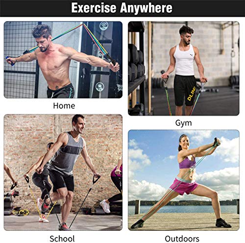 11 Piezas Bandas Elasticas Fitness Musculacion - Resistencia al Ejercicio Tubos de entrenamiento para deportes interiores o exteriores, fitness,fuerza y velocidad, gimnasio en casa o yoga