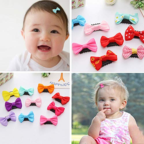 12 clips para el pelo de bebé, colores surtidos con lazo de grogrén, lazos para el pelo, accesorios para el pelo, para recién nacidos, niños pequeños, niñas y niños pequeños (color al azar)