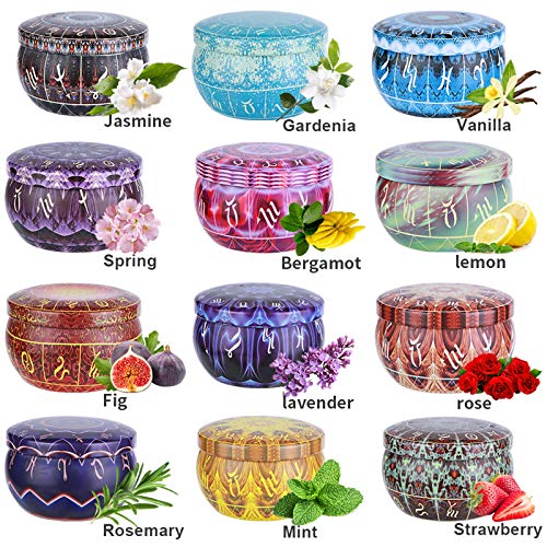 12 Constelaciones Regalo de Cumpleaños Velas Perfumadas 100% Cera de Soja Natural Vela Aromaticas para Baño, Yoga, SPA, para Festival y Bodas Aromaterapia Velas Decoración Regalo（12pack）