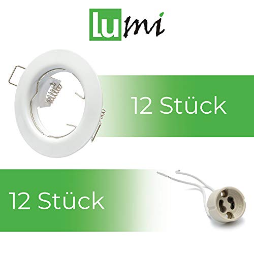 12 Marcos de montaje foco empotrable SD-863 Blanco con portalamparas GU10