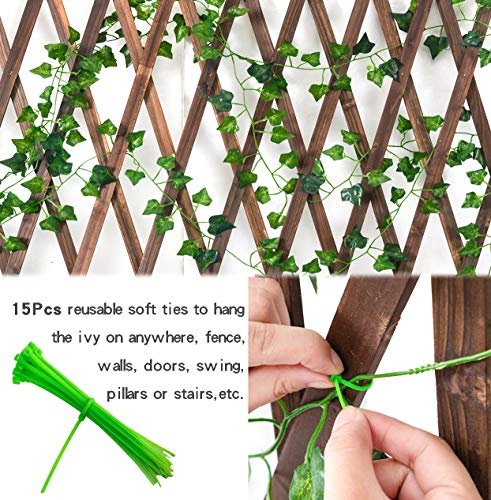 12 Pack Plantas Artificial Decoración Hojas, Hiedra Artificial 26m Garland Plants Hanging Wedding Garland Fake Follaje Flores Inicio Cocina Jardín Oficina Decoración