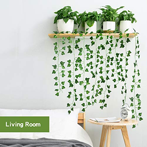 12 Pack Plantas Artificial Decoración Hojas, Hiedra Artificial 26m Garland Plants Hanging Wedding Garland Fake Follaje Flores Inicio Cocina Jardín Oficina Decoración