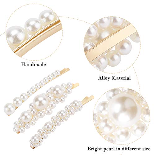 12 Pcs Clip de pelo perlas, Winpok Moda Clips de Pelo, Perlas Clips de Pelo Decorativos, para el Cabello Pasadores de Pelo para Mujer y Niña