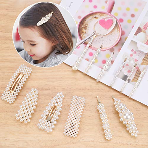 12 Pcs Clip de pelo perlas, Winpok Moda Clips de Pelo, Perlas Clips de Pelo Decorativos, para el Cabello Pasadores de Pelo para Mujer y Niña