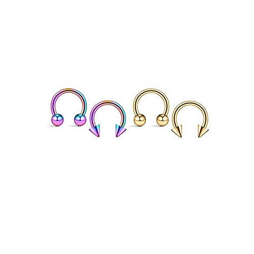12 Piezas Acero Inoxidable Piercing Nariz Anillo Piercing Septum Caballo Aros Helix Tragus Oreja Piercing Labio Ceja 6 Pares