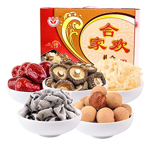 富昌 合家欢礼盒员工福利团购食用菌菇山珍干货1220g（黑木耳 银耳 红枣 桂圆 香蘑菇菇） Fuchang family gift box employee welfare group purchase edible mushroom Shanzhen dry goods 1220g (black fungus, Tremella fuciformis, jujube, cinnamon mus