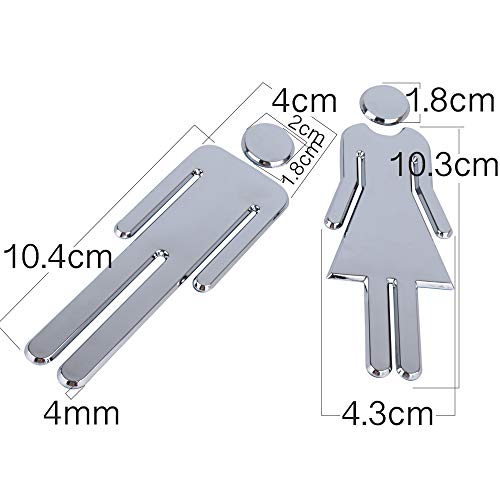 12cm Señales de Baño Signos de Baño Mujer Hombre Cartel de Baño para Aseos Placas para Puertas Baño WC para Cafetería Restaurante Centro Comercial Hotel (Color Plateao)