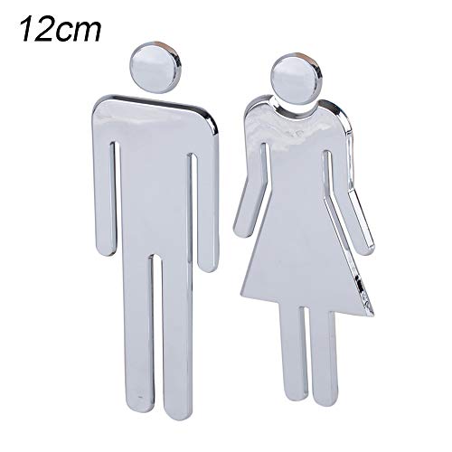 12cm Señales de Baño Signos de Baño Mujer Hombre Cartel de Baño para Aseos Placas para Puertas Baño WC para Cafetería Restaurante Centro Comercial Hotel (Color Plateao)