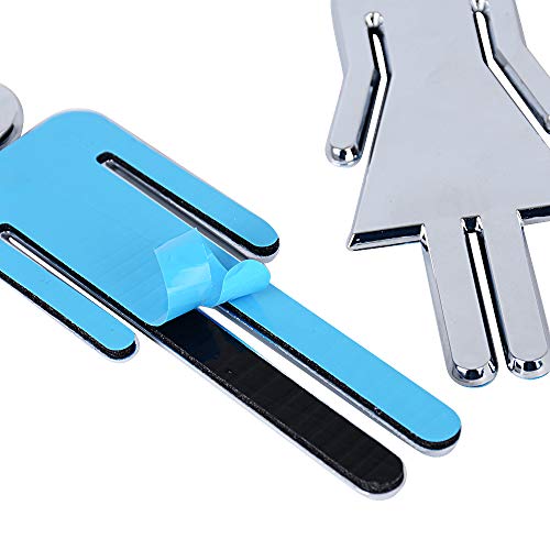 12cm Señales de Baño Signos de Baño Mujer Hombre Cartel de Baño para Aseos Placas para Puertas Baño WC para Cafetería Restaurante Centro Comercial Hotel (Color Plateao)