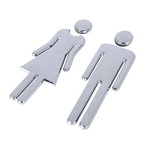 12cm Señales de Baño Signos de Baño Mujer Hombre Cartel de Baño para Aseos Placas para Puertas Baño WC para Cafetería Restaurante Centro Comercial Hotel (Color Plateao)