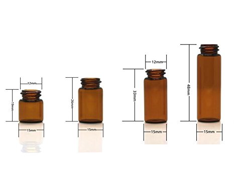 12PCS Botellas Aceite EsencialCristal Ámbar Con Tapa Espiral Blanca y Orificio Reductor Perfume Maquillaje Attar Cosmético Almacenamiento Vial Contenedores Botellas muestra