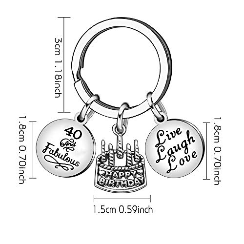 13 16 18 21 30 40 50 60 65 años de Edad Regalo de cumpleaños Mujeres Hombres Llavero joyería (40 años de Edad)