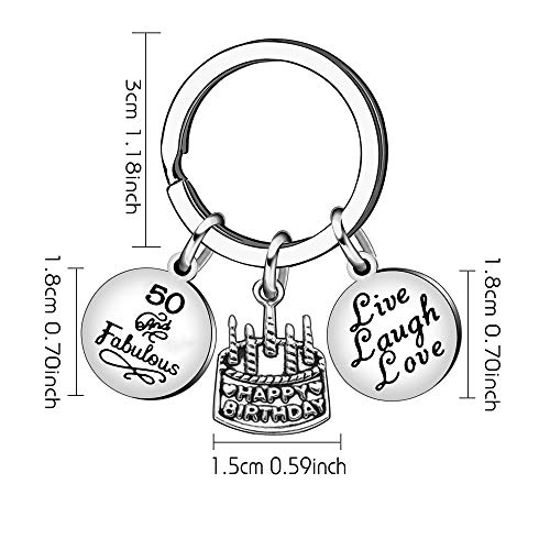 13 16 18 21 30 40 50 60 65 años de Edad Regalo de cumpleaños Mujeres Hombres Llavero joyería (50 años de Edad)