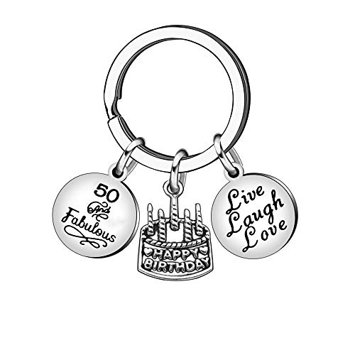13 16 18 21 30 40 50 60 65 años de Edad Regalo de cumpleaños Mujeres Hombres Llavero joyería (50 años de Edad)